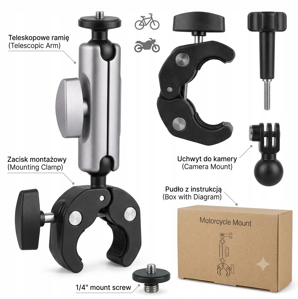 Armored Motorcycle Handlebar Holder PRO Steering Wheel Vise Tube for DJI ACTION 6