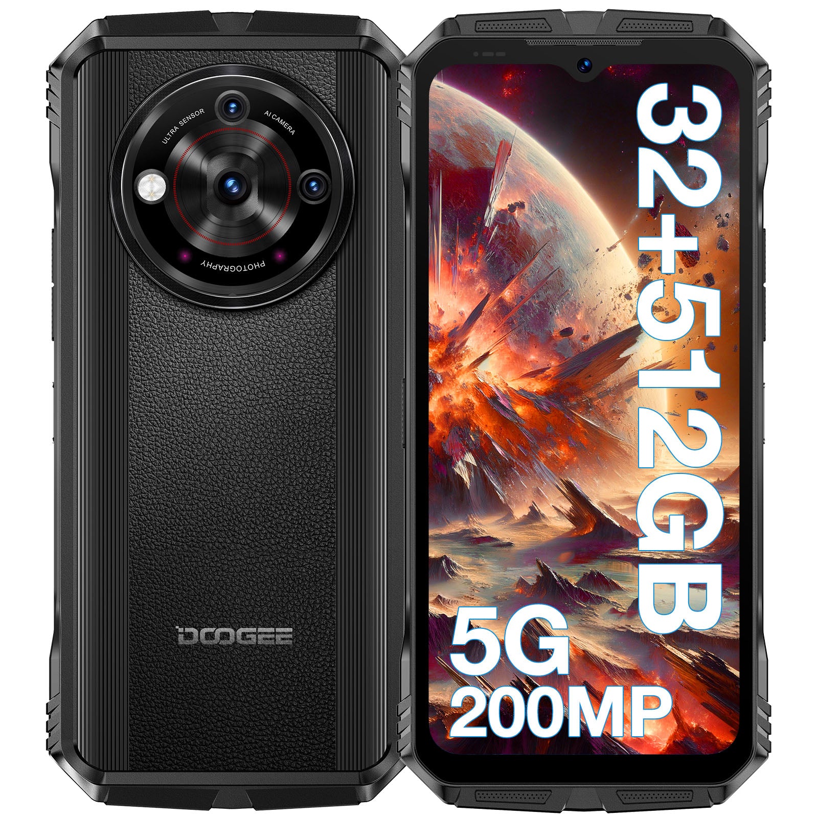 Armored Smartphone DooGee V30 PRO 12 GB / 512 GB 5G black WATERPROOF