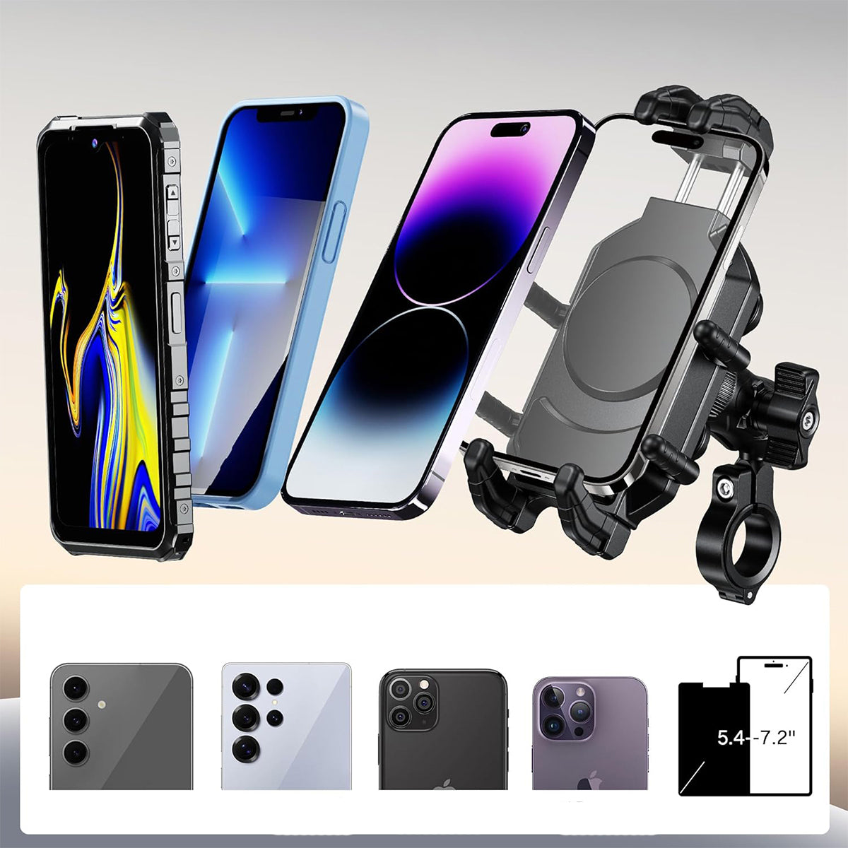 Armored, anti-vibration motorcycle phone holder For mobile