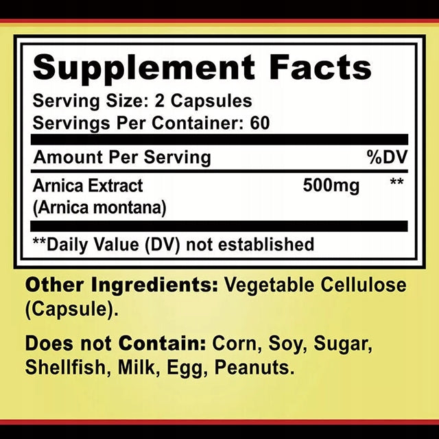 Arnica Montana 500mg -Reliever for swelling and bruising, anti-inflammatory support... Manufacturer code Buporai