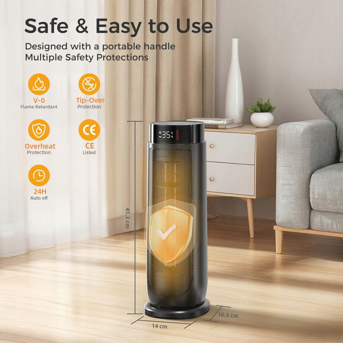 Aroeve Electric Heater, 2000W, PTC Fan Heater for Home Packaging status original