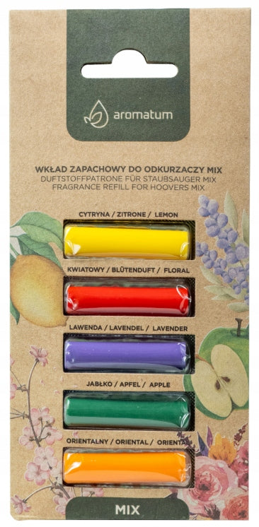 Aromatum FRAGRANCE CARTRIDGE FOR VACUUM CLEANERS MIX Neutralizes bad odors Manufacturer code Aromatum WKŁAD ZAPACHOWY DO ODKURZACZY MIX