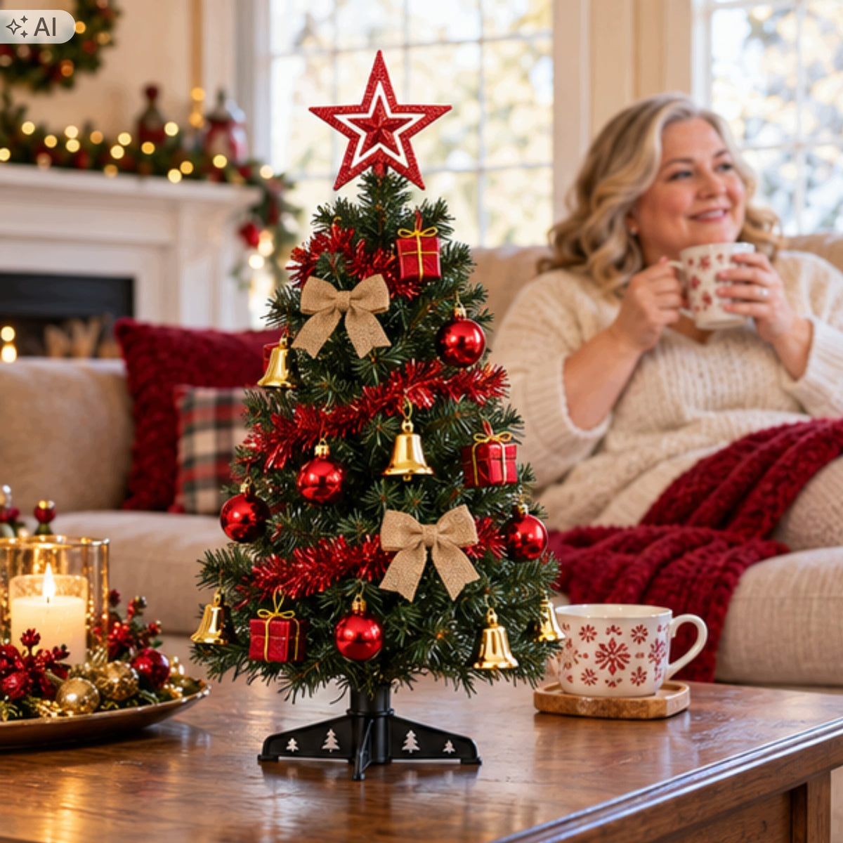 Artificial Christmas Tree Dressed with LED Lights 60 cm for Batteries – Christmas Reed Packaging status original
