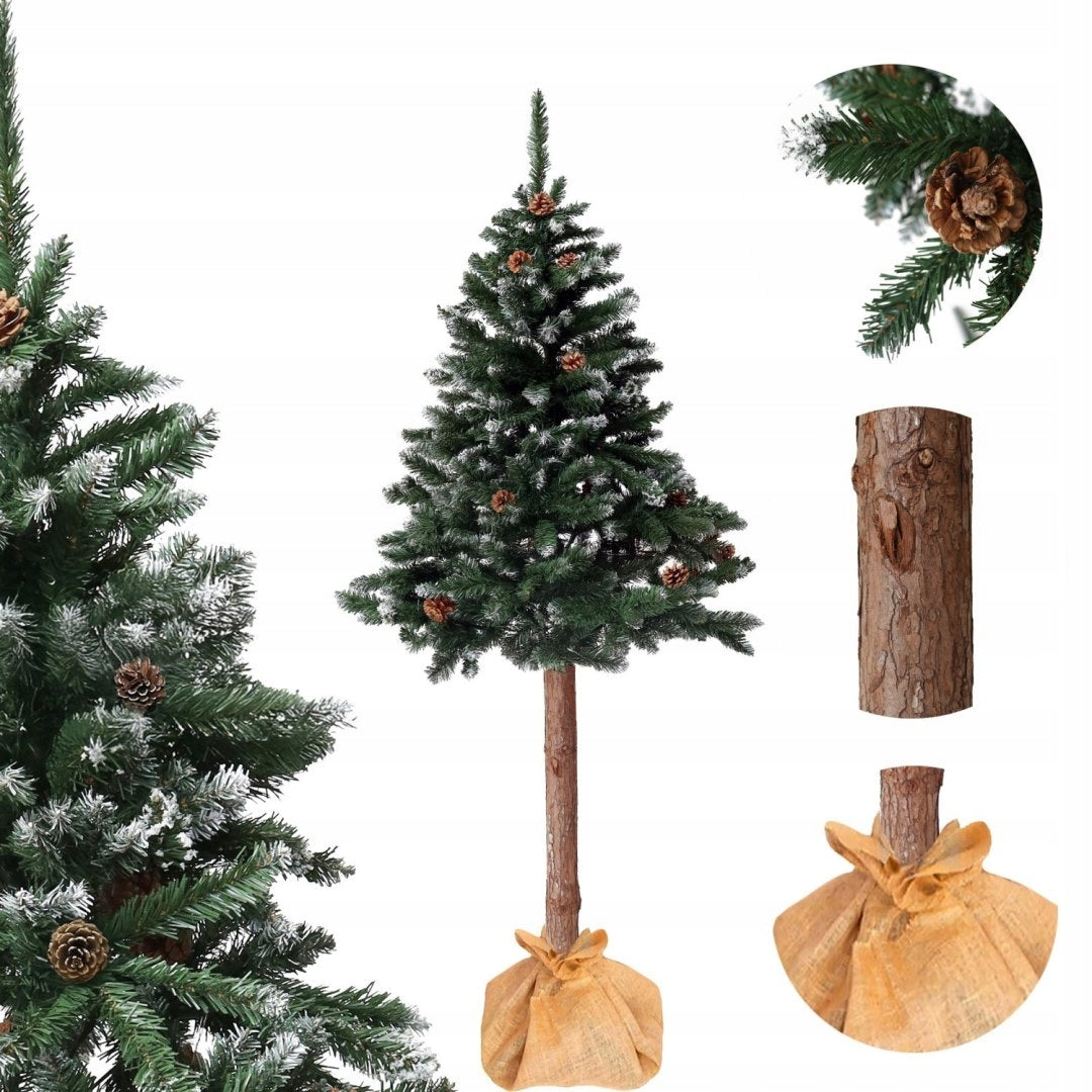 Artificial Christmas Tree On The Trunk 150 cm Diamond Pine with Cones Snow-covered