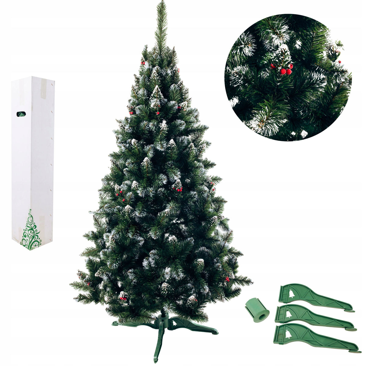 Artificial Christmas tree "Crystal" with white tips and artificial callin 1.50 m