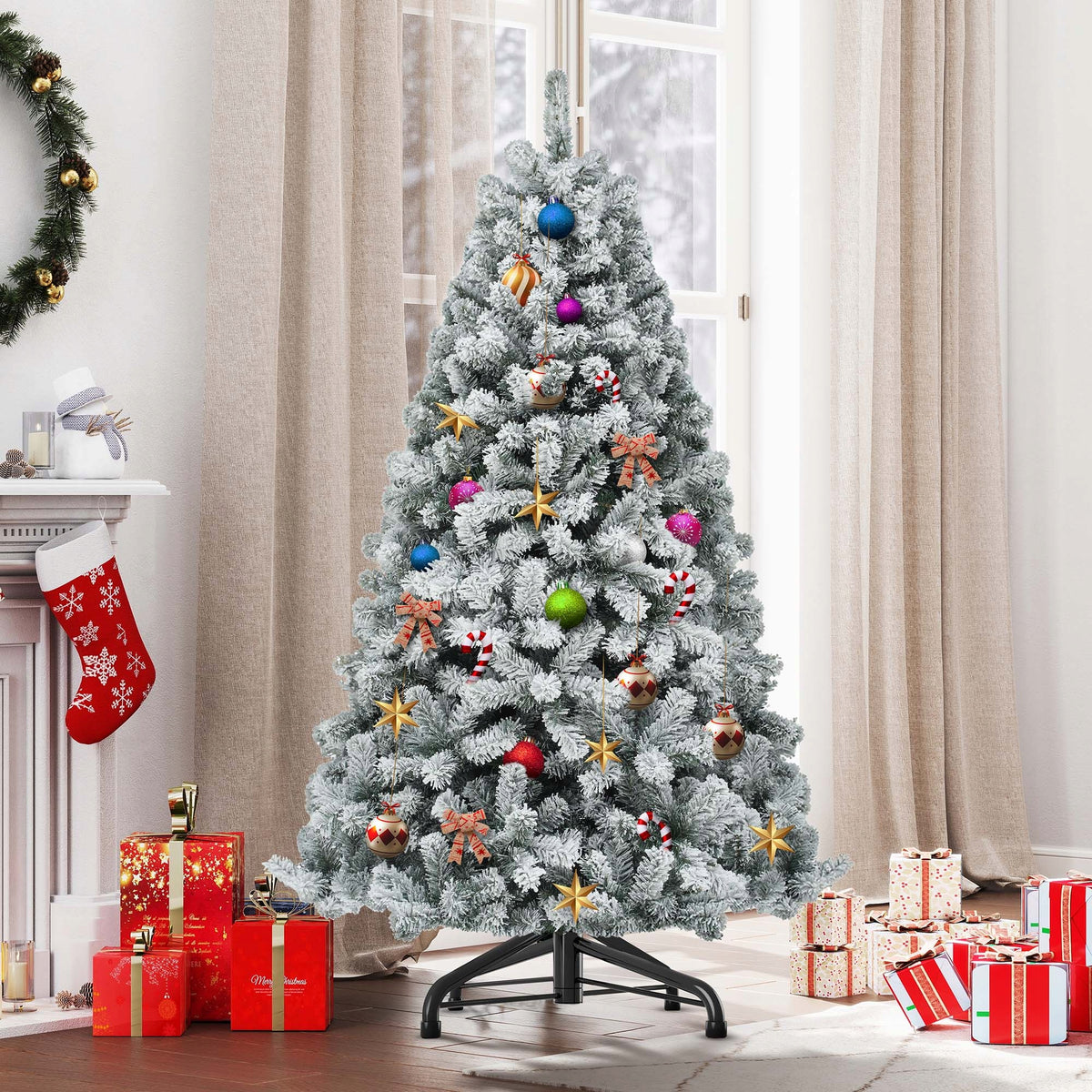 Artificial Christmas tree like spruce with snow 182x95cm Large Christmas tree XL
