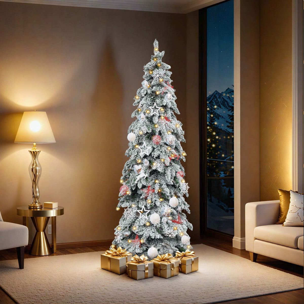 Artificial Christmas tree snow 11 lighting modes 350 LEDs 800 tips 229 cm Packaging status original