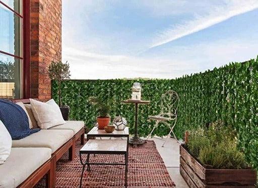 Artificial Hedge Ivy Balcony Fence Mat 3m x 50cm Set of 2pcs Shape rectangular