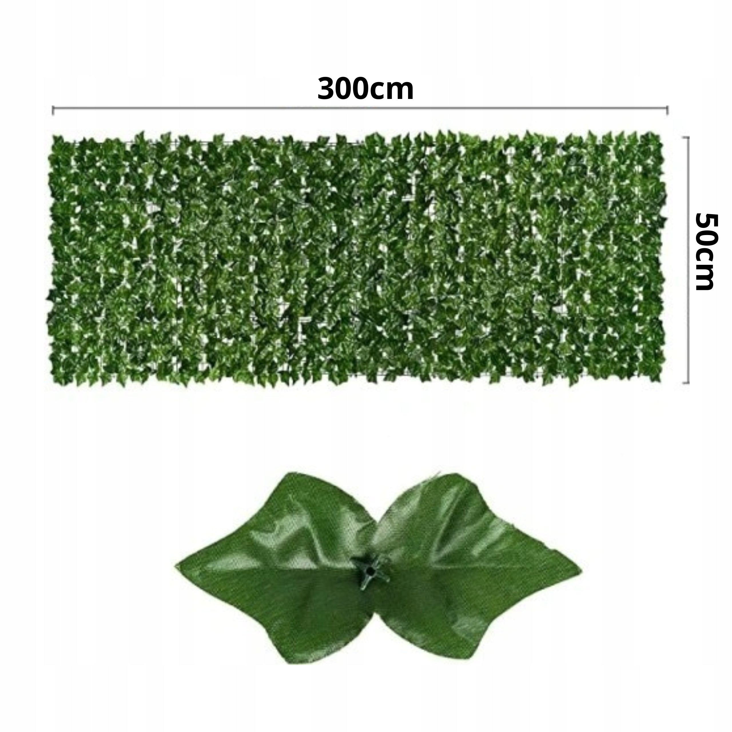 Artificial Hedge Ivy for Fence Balcony Wall Mat 3m x 50cm Mesh Kind panel