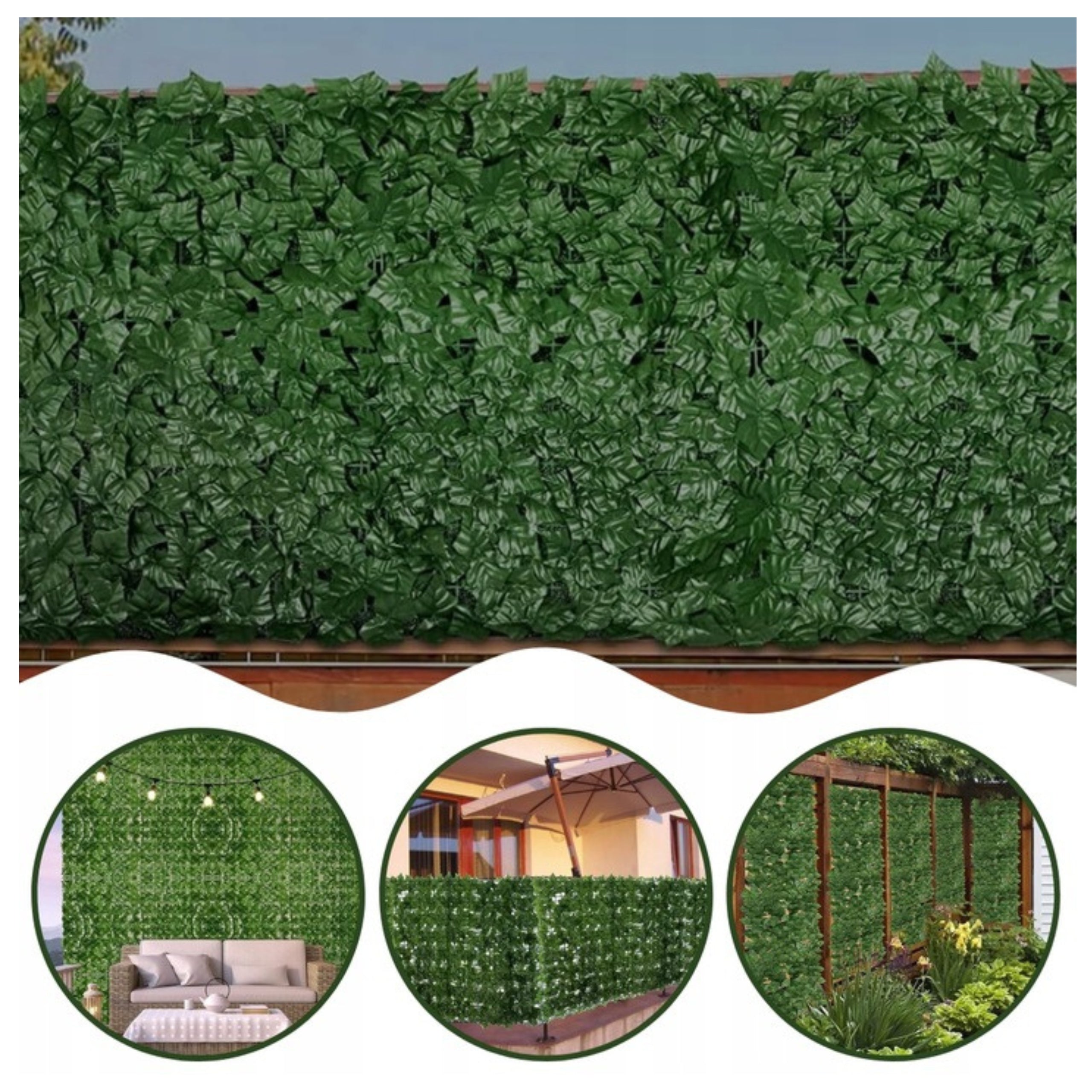 Artificial Ivy Hedge 1x3m Green Wall Balcony Cover Mesh Headbands