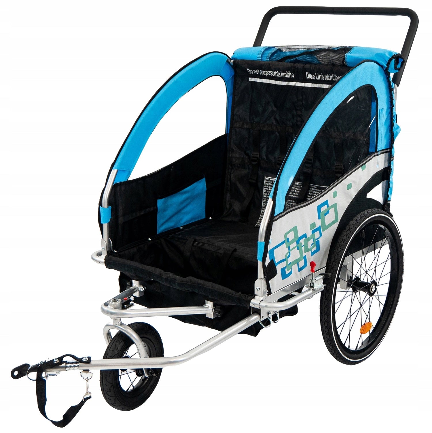 Artnico BLUE 3in1 foldable children's bicycle trailer, blue, 360° wheel Brand Artnico