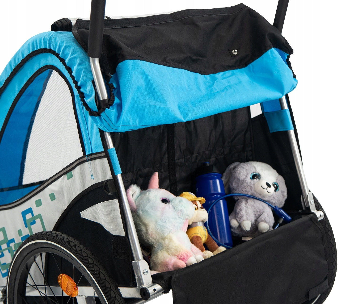 Artnico BLUE 3in1 foldable children's bicycle trailer, blue, 360° wheel For for kids
