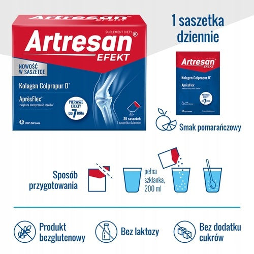 Artresan EFFECT, collagen for drinking, AprèsFlex, for joints, sachets, 25 pcs. Packaging status original