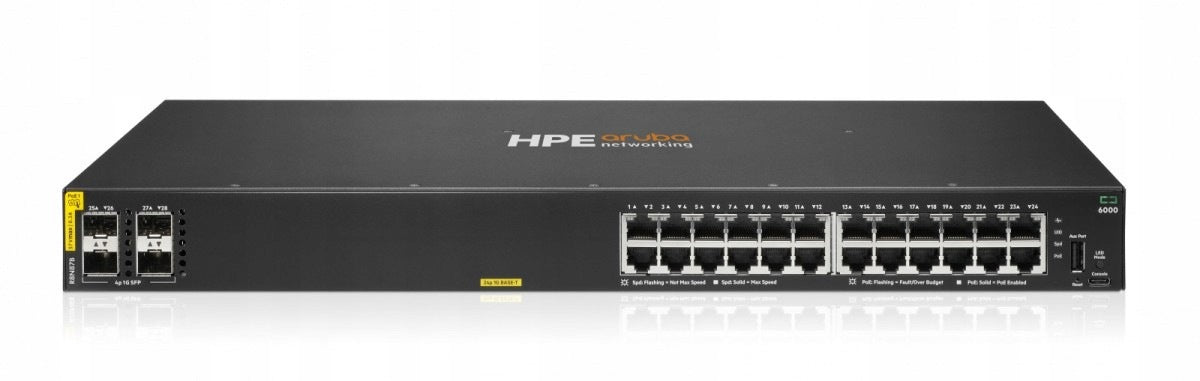 Aruba Networking 6000 24G Class4 PoE Switch 4SFP 370W R8N87B