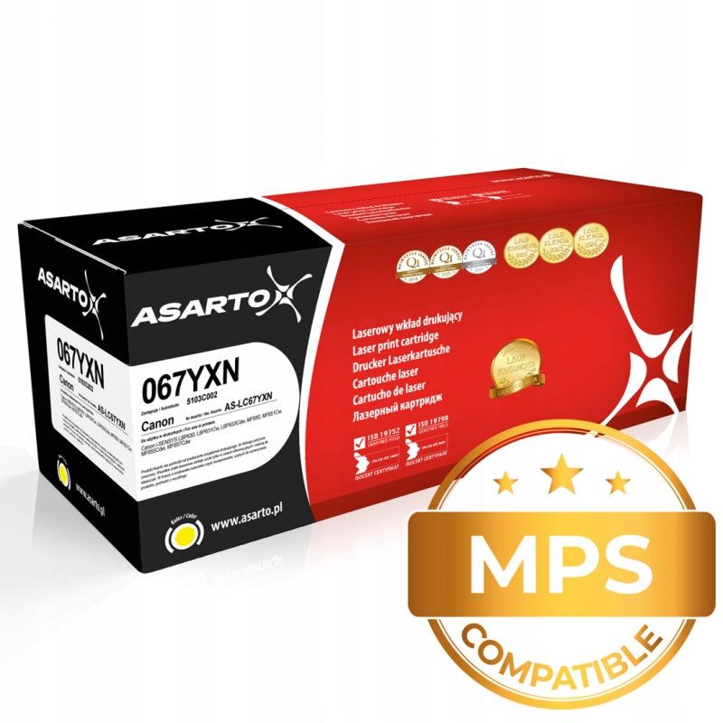 Asarto toner for Canon CRG 067HY 067YXN | 5103C002 | 2350 pp. | yellow