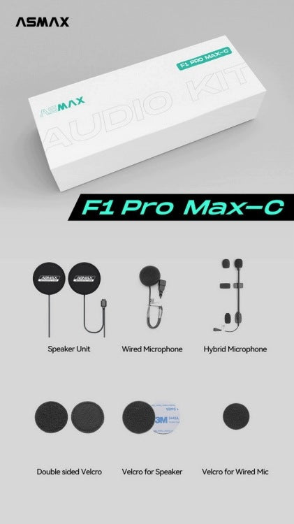 Asmax F1 PRO MAX audio kit C 45mm pro druhou helmu Packaging status original