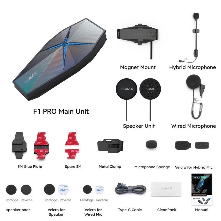 Asmax F1 PRO Mesh-10 Magnetic Interkom DUO na motocykl Manufacturer Asmax