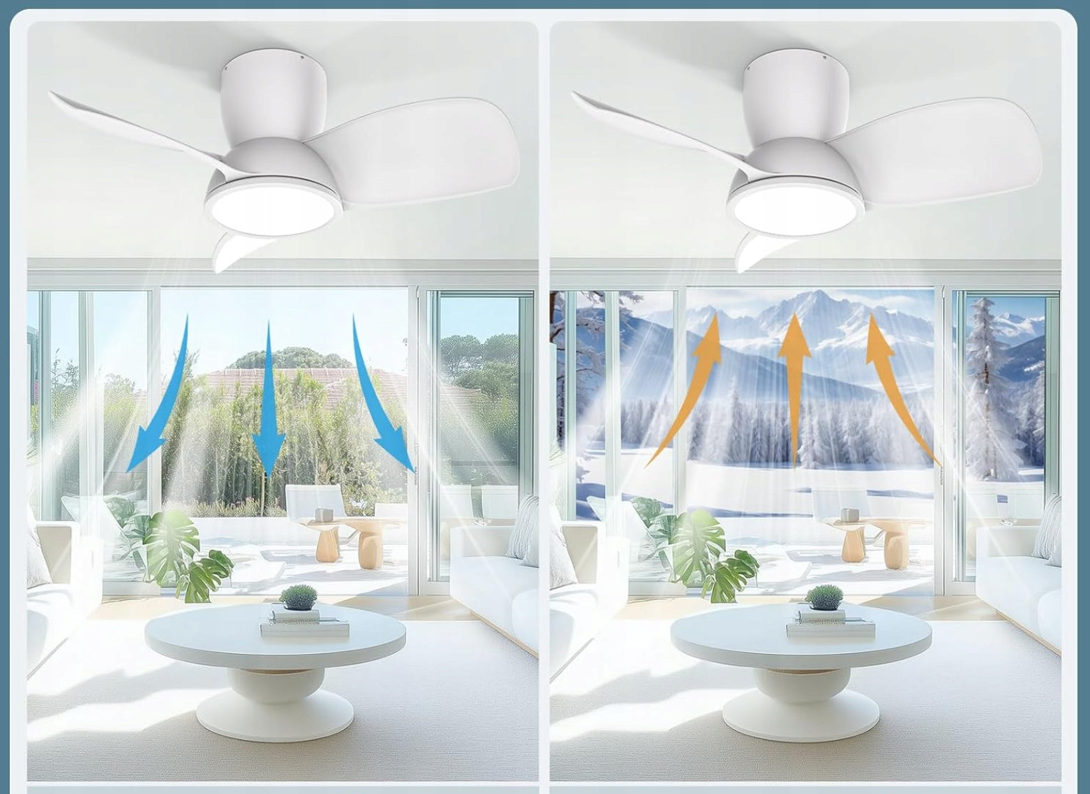 Ateroll Ceiling Fan LED Lamp 76cm 3 Shovels Quiet Fan + Remote Control Model Ateroll Wentylator sufitowy lampa LED 76cm