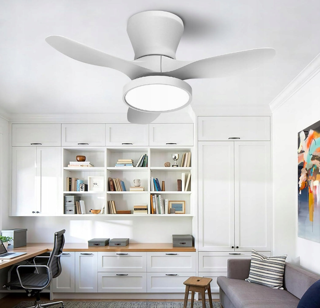 Ateroll Ceiling Fan LED Lamp 76cm 3 Shovels Quiet Fan + Remote Control