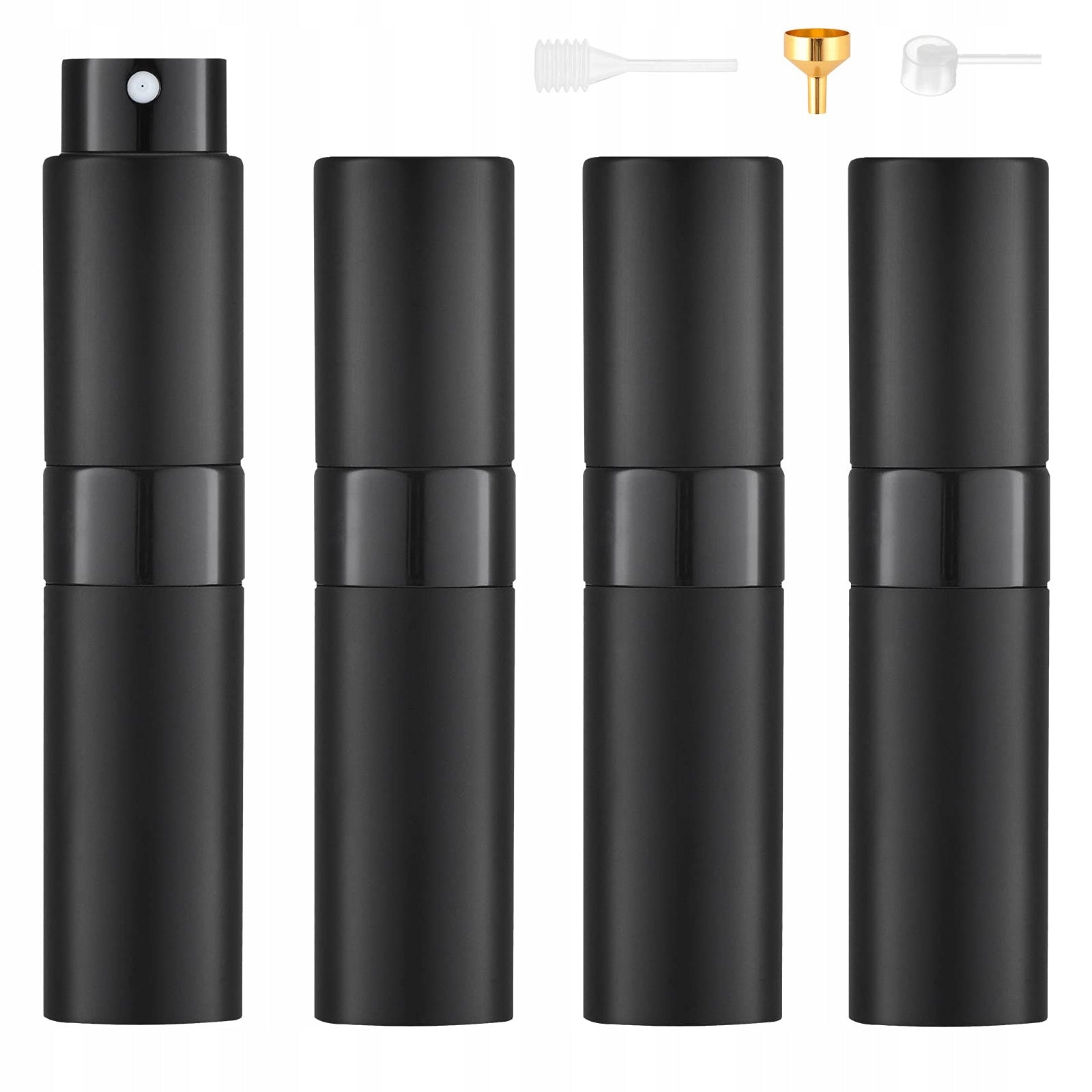 Atomizer Perfume Flacon 8ml Black Luxury Stick with Perfume Sprayer x4