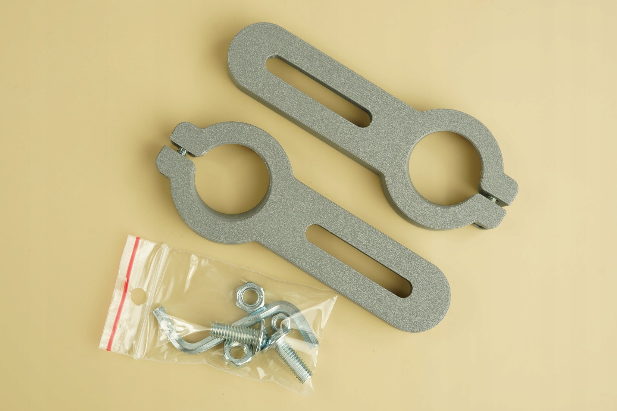 Attachments, footrest clamps for IKEA Antilop chair, set Color shades of gray and silver