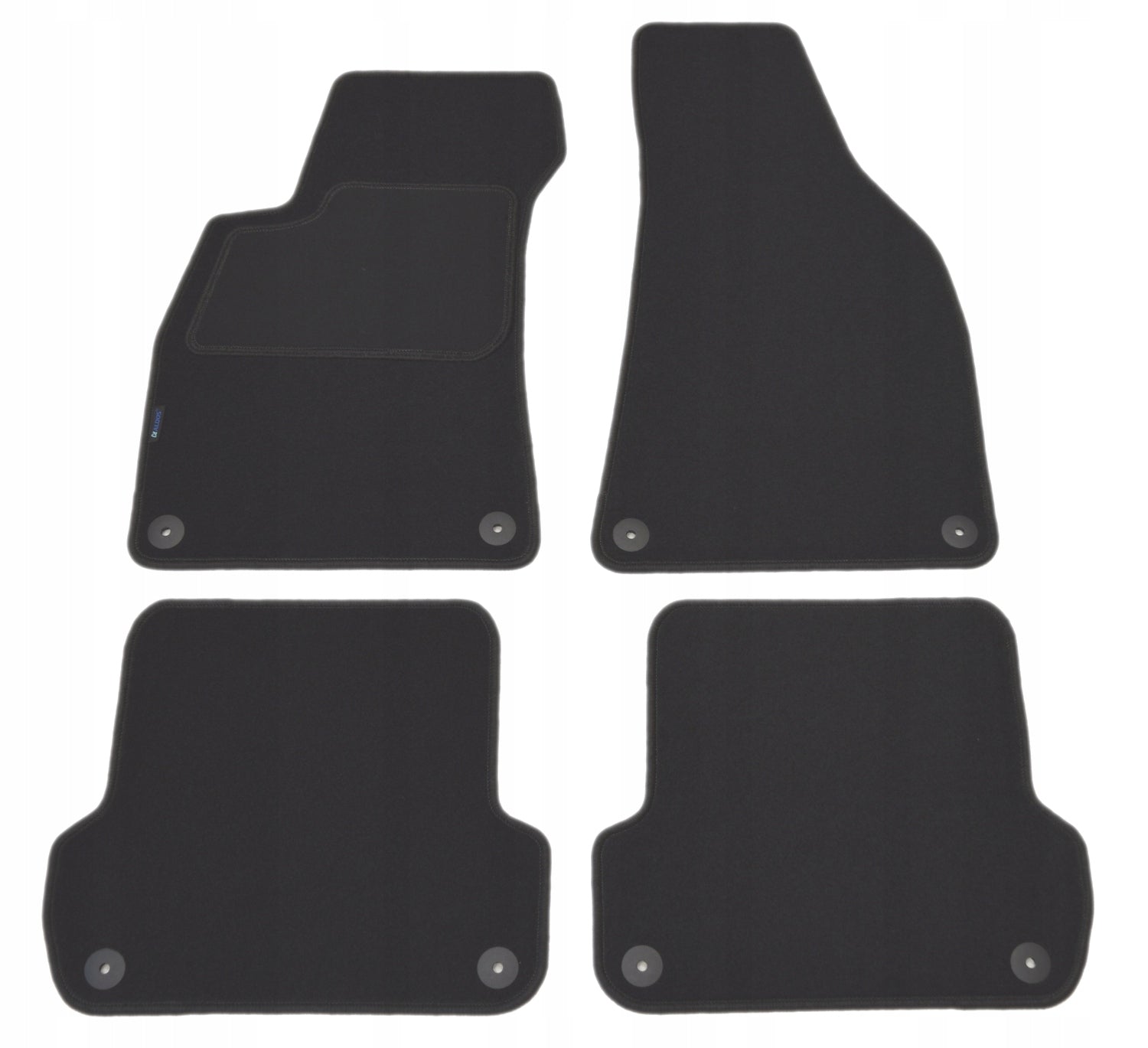 Audi A4 B6/B7 2000-2008r. Black Velour Rugs - Silver.