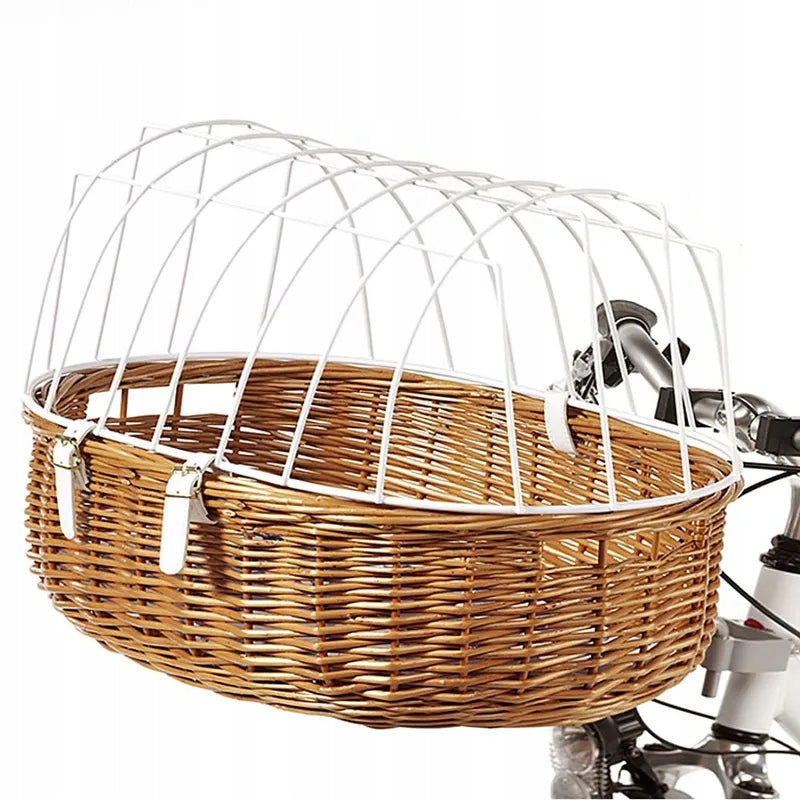 Aumüller Wicker Bike Basket for Cat Dog Steering Wheel up to12kg 52x38x39 Size M