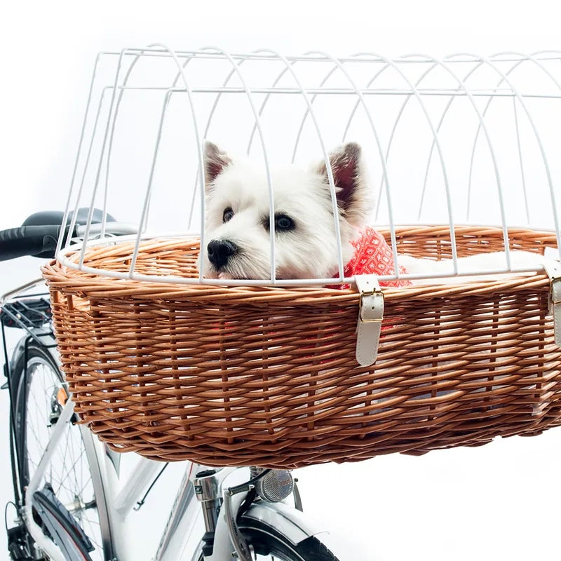 Aumüller Wicker Bike Basket for Cat Dog Steering Wheel up to12kg 52x38x39
