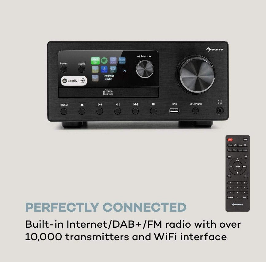 Auna Connect Internet Radio System DAB+/FM CD MP3 Bluetooth Spotify USB Manufacturer code 10034039