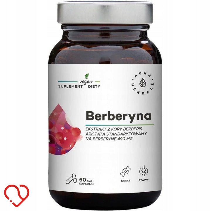 Aura Herbals BERBERINE HCl 490mg DIABETES Metabolism 60capsules