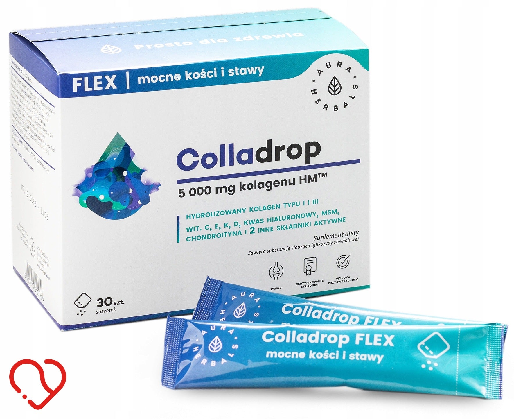 Aura Herbals Colladrop Flex Marine Collagen 5000 mg Bones and Joints 30 pcs
