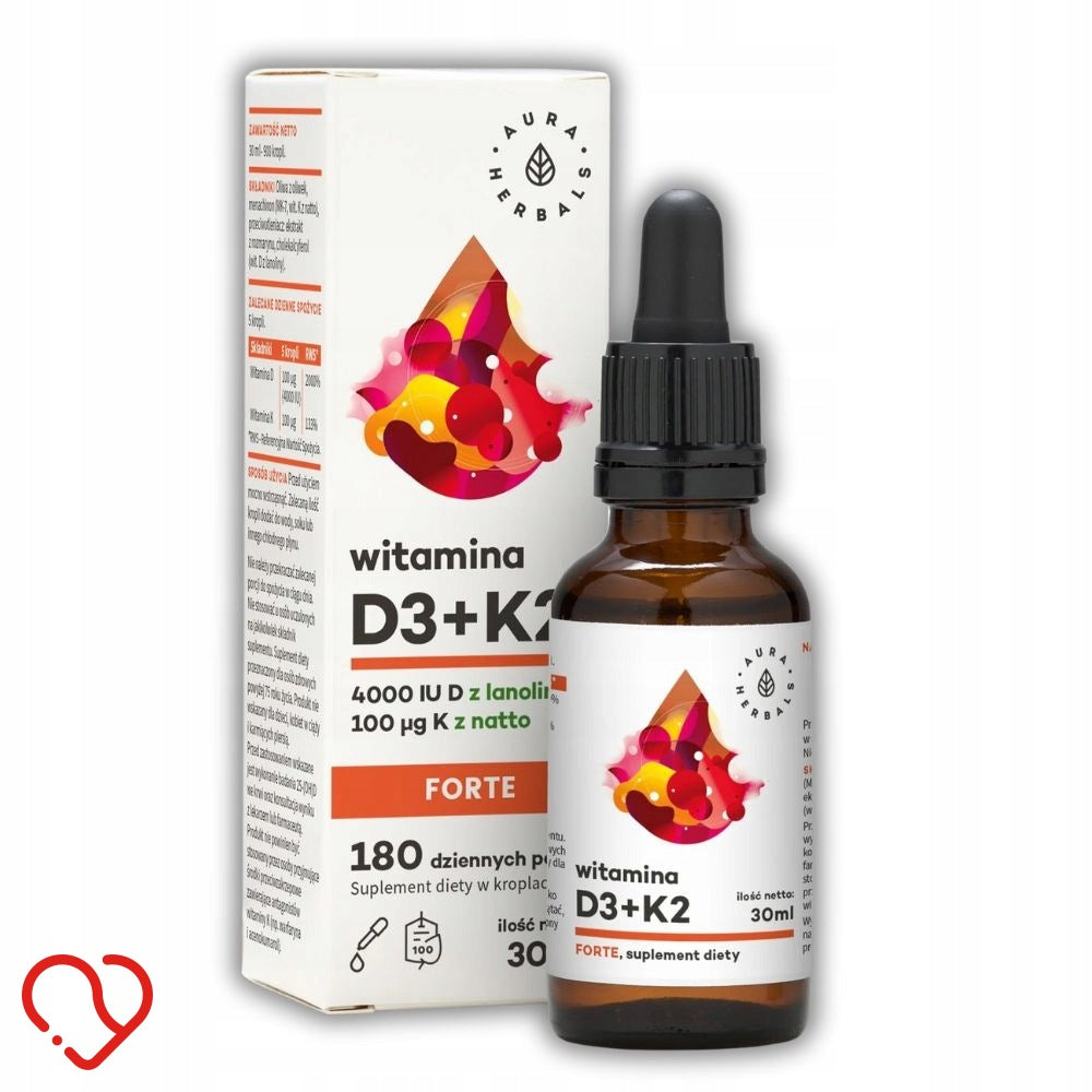 Aura Herbals Vitamin D3 4000IU + K2mk7 FORTE 30 ml in drops