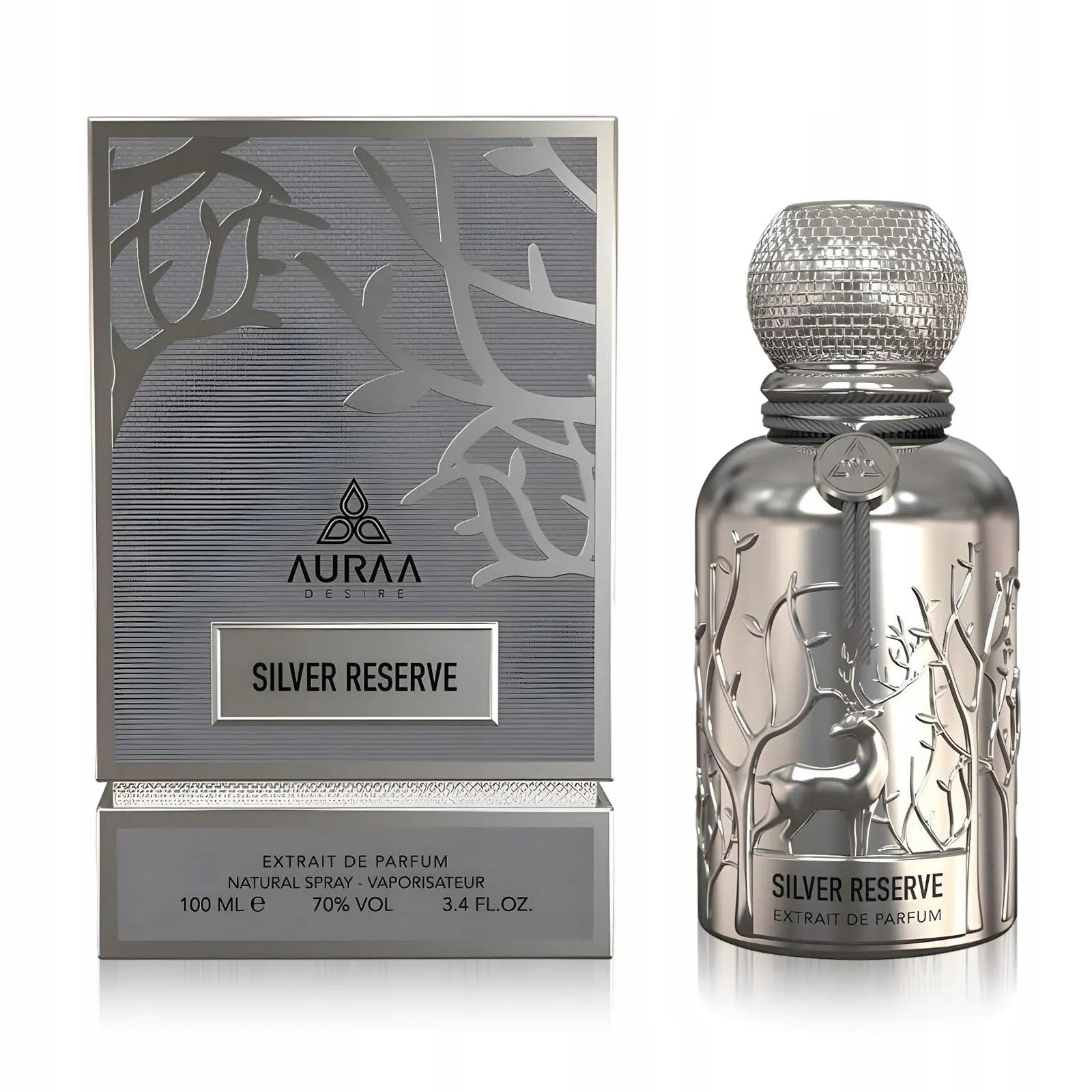 Auraa Desire Silver Reserve Extrait De Parfum + 2 Samples Packaging status original