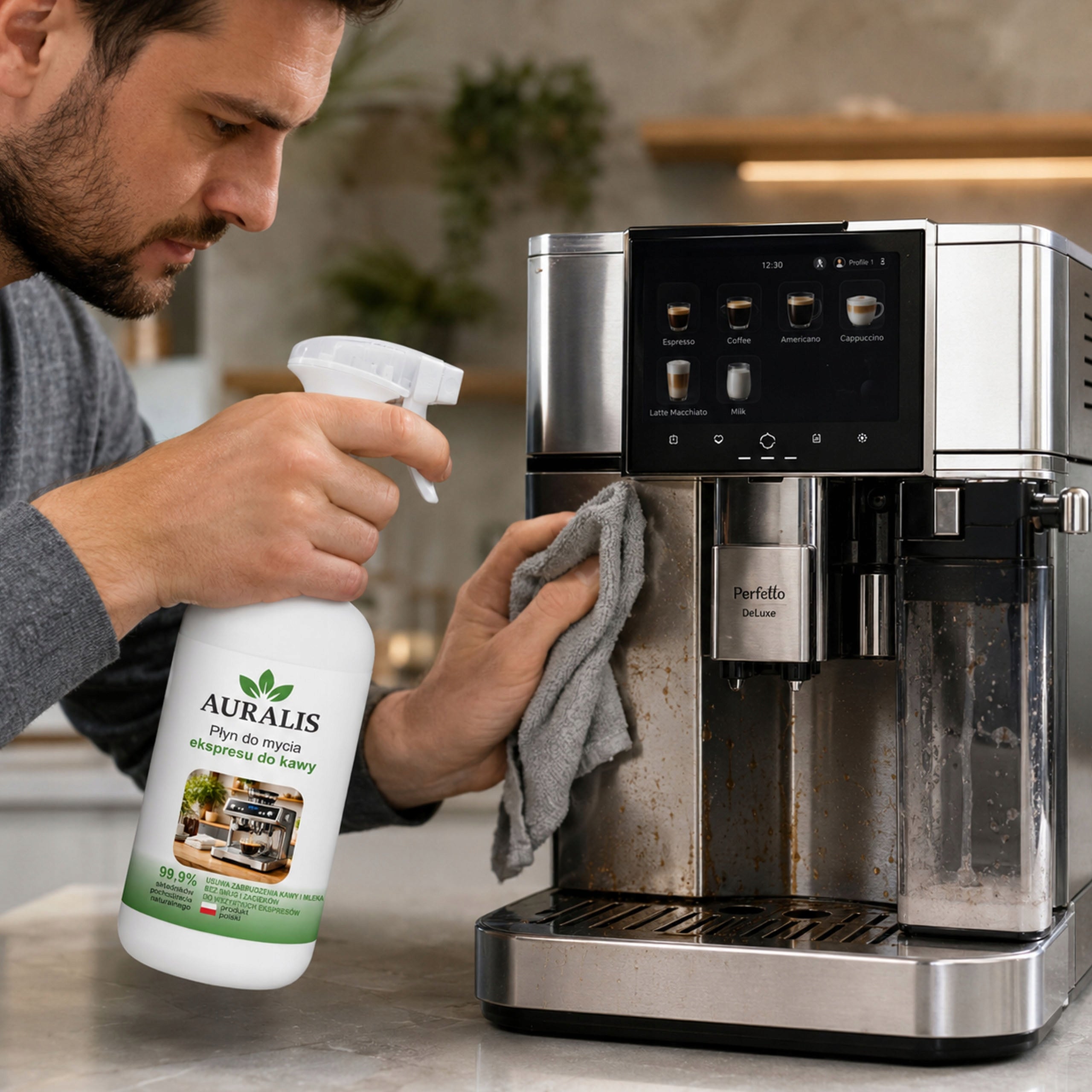 Auralis Organic Coffee Maker Cleaner 500ml Packaging status original