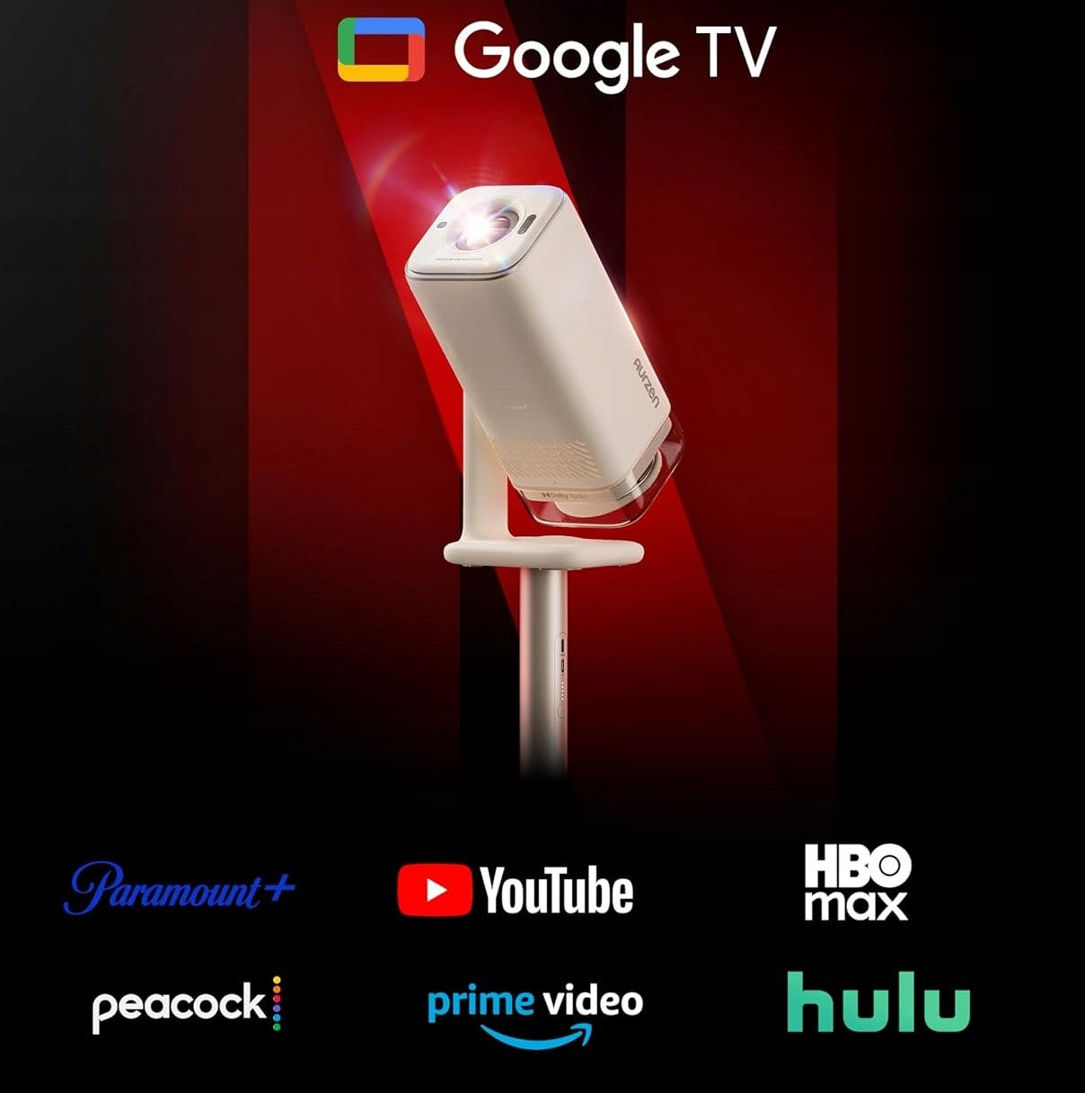 Aurzen BOOM Air SMART ROTATING PROJECTOR Google TV 4K Dolby Audio Packaging status original