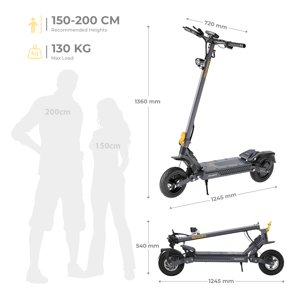 Ausom Gosoul 2 electric scooter 1100W 20km/h 70km 10” Tubeless Tires Packaging status original