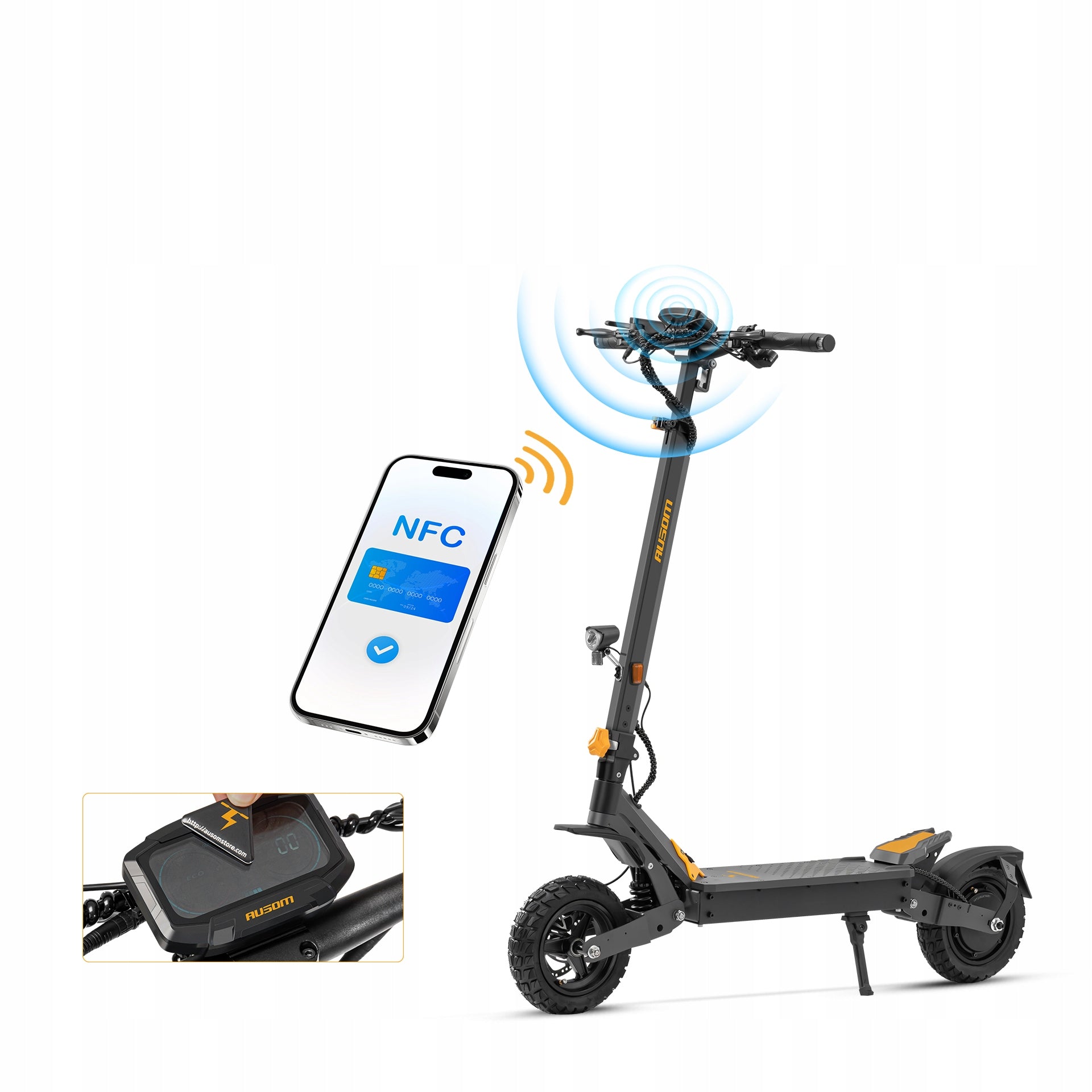 Ausom L1 Electric Scooters Folding 500W 20KM/H 70km 15.6Ah NFC ABE Color black