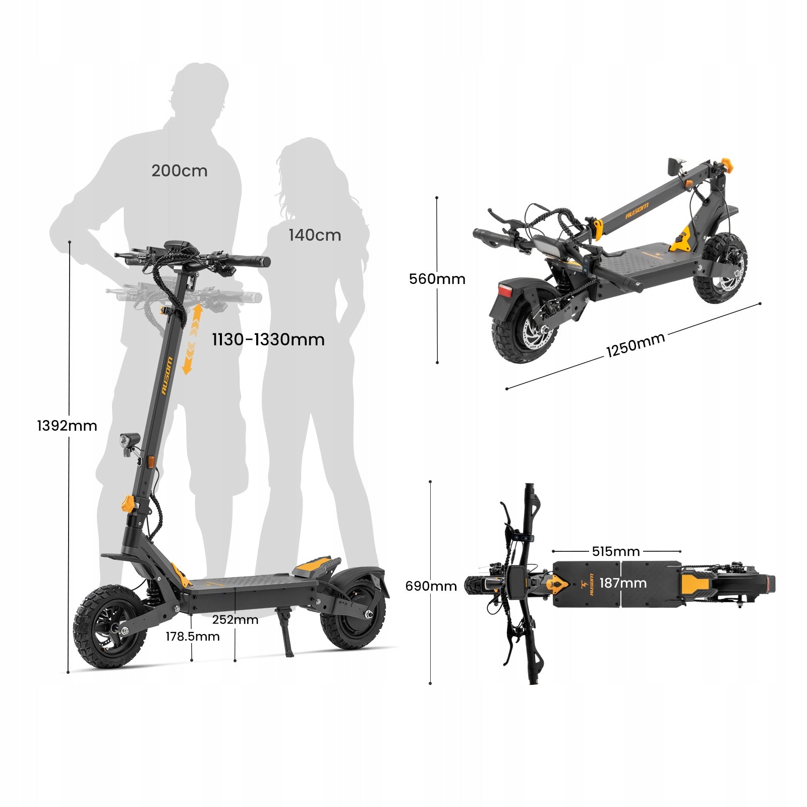 Ausom L1 Electric Scooters Folding 90 km 20.8Ah 500W 20KM/H NFC 29Nm Brand Ausom
