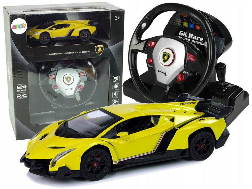 Auto Remote Controlled Lamborghini Veneno Yellow 2,4 G Remote Control Steering Wheel Sound