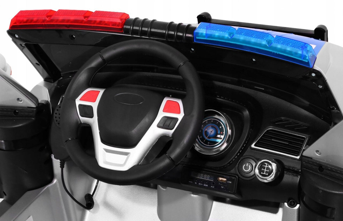 Auto SUV Police Battery Operated Kids Sirens Light Megaphone Pilot Vehicle length 125 cm