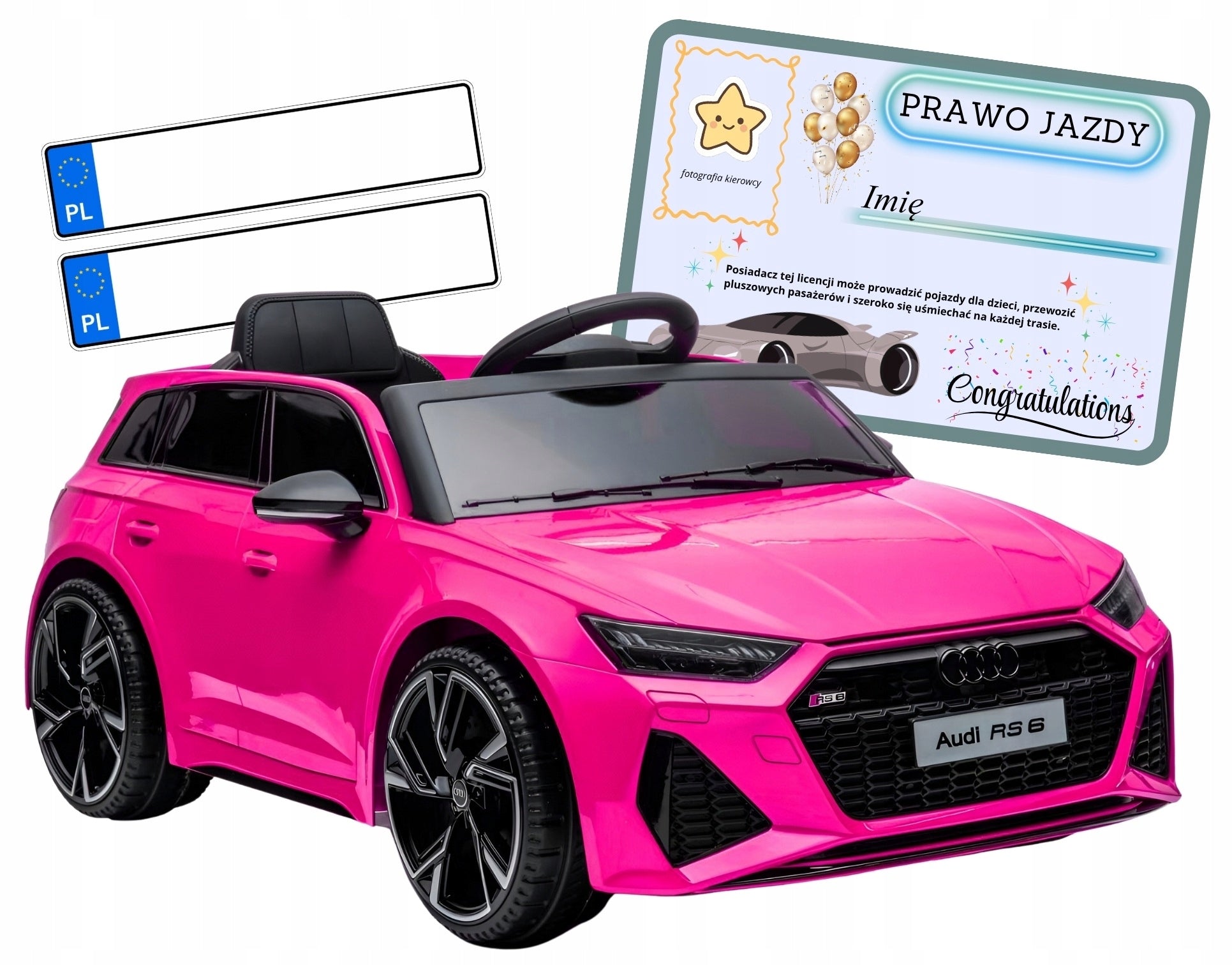 Auto battery 4x4 100W leather pilot EVA car children AUDI RS6 pink