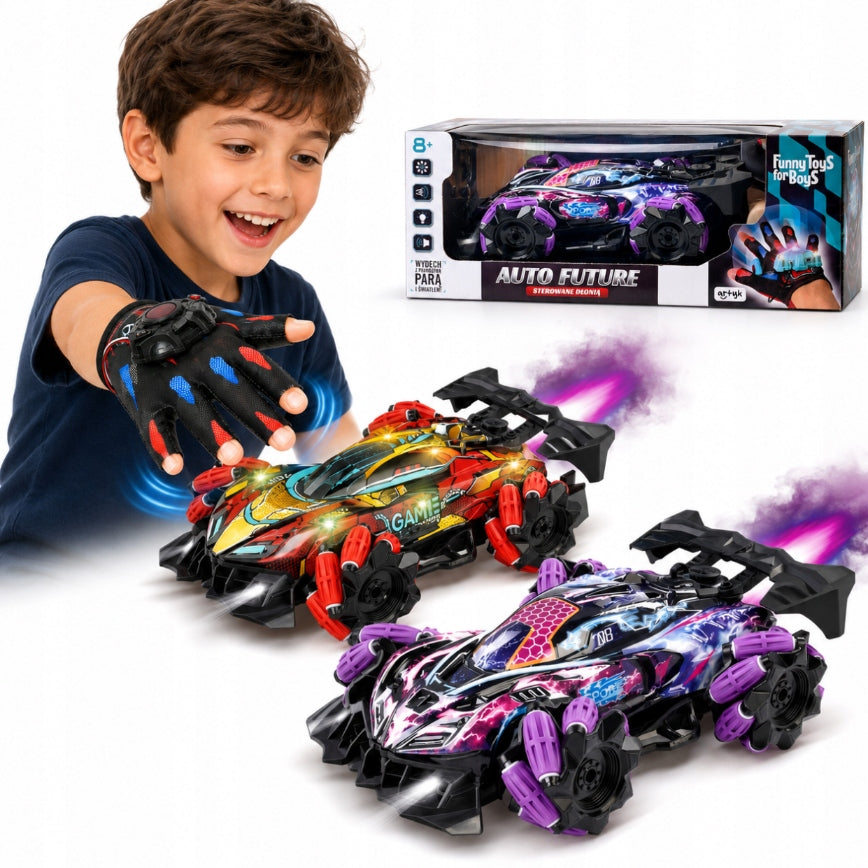 Auto remote controlled hand gestures glove steam led light 26 cm