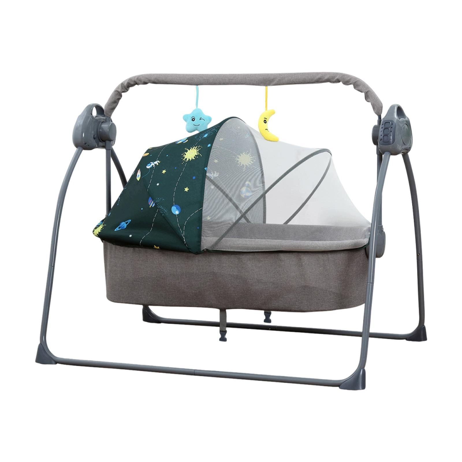 Automatic Baby Bassinet Rocking Bassinet Folding Comfortable Timer green