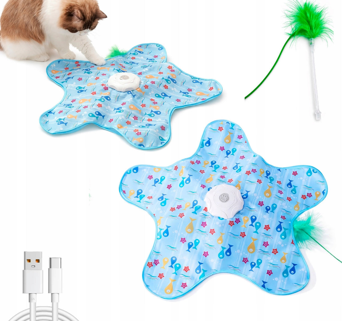 Automatic Cat Mat Interactive Toy with Feather 60cm USB U054