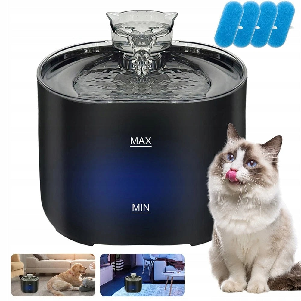 Automatic Cat Water Dispenser Fountain Drinker Faucet Filter USB 2.2 L