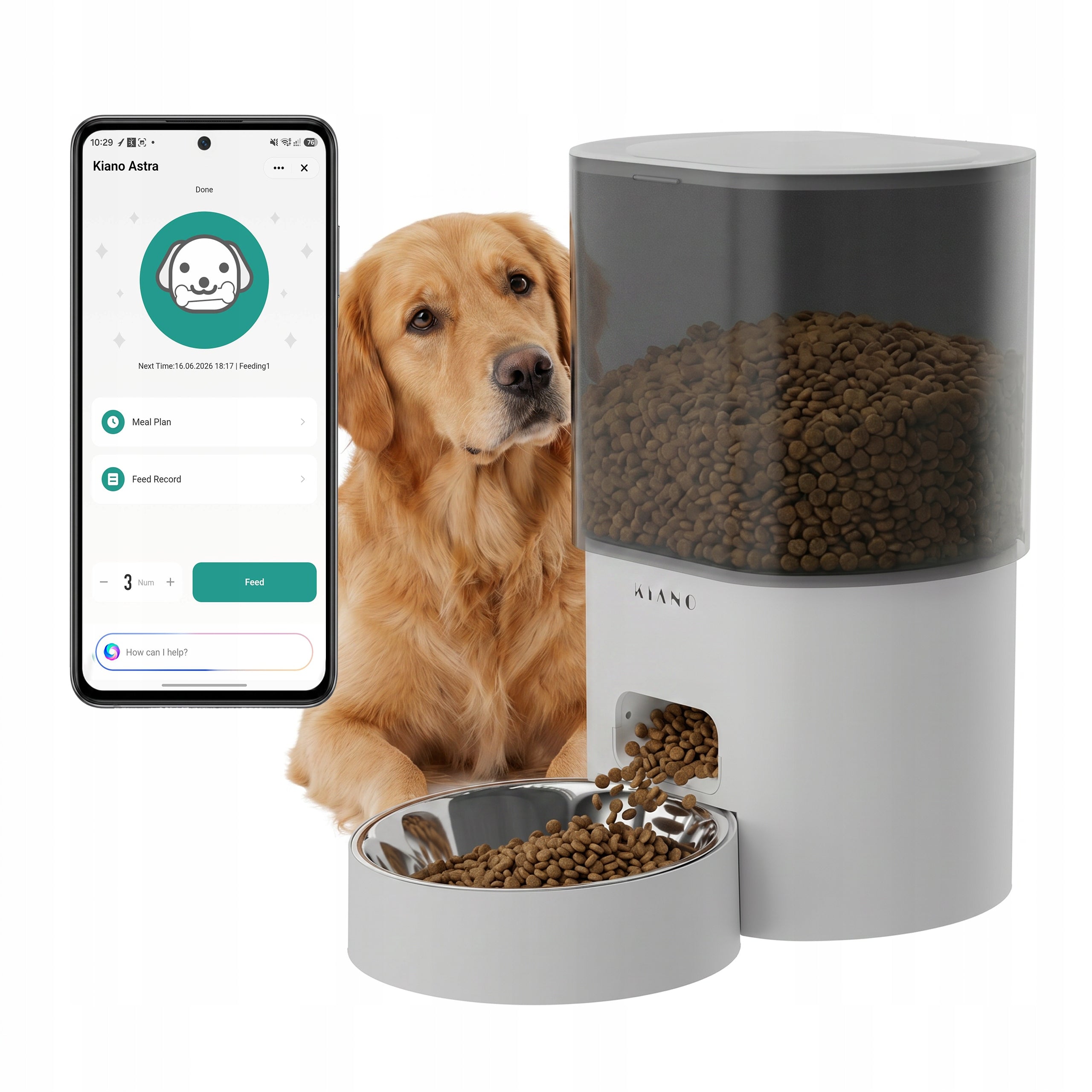 Automatic Dog Food Bowl Kiano Astra 3L WiFi Timer App