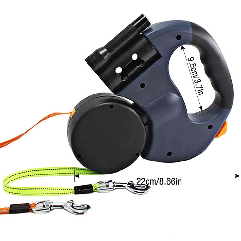Automatic Double Lanyard for Dogs with LED Flashlight Bag Container Packaging status original