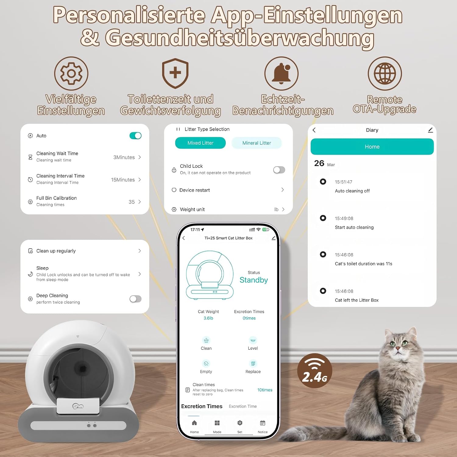 Automatic Electric Self-Cleaning Cat Litter Box WIFI Neutralizer Manufacturer code Neakasa M1