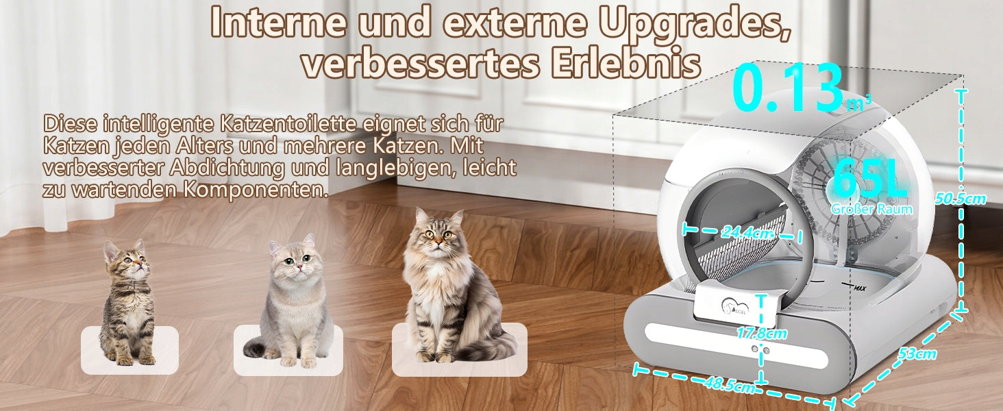 Automatic Electric Self-Cleaning Cat Litter Box WIFI Neutralizer Trade name Inteligentna kuweta automatyczna Neakasa 65L szara