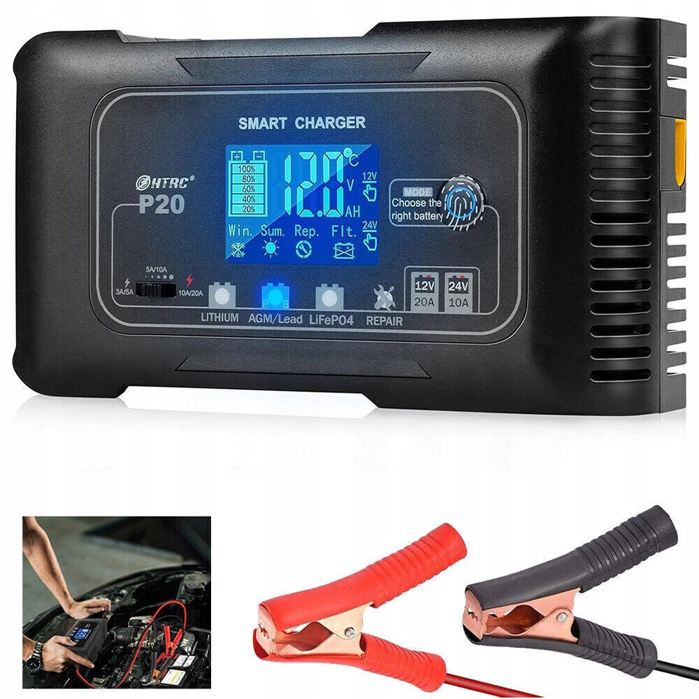 Automatic LCD Touchscreen 12V 24V Car Battery Charger Rectifier